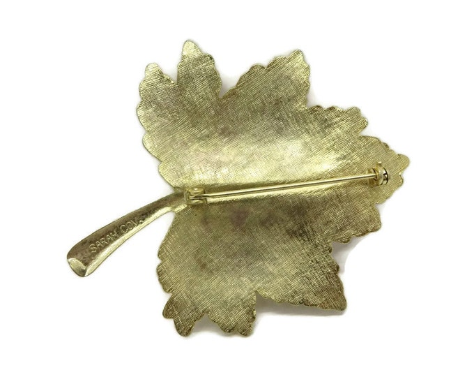 Vintage Sarah Coventry Golden Leaf Faux Pearl Brooch Pin