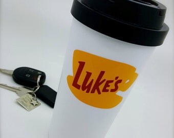 Luke's Diner Mug | Travel Mug |Gilmore Girls Inspired | Double Walled | BPA Free | Close-Top lid & Handle | Dual-Layer Vinyl Decal