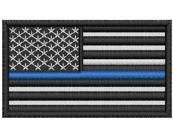 Blue line U.S. Flag Embroidery Design