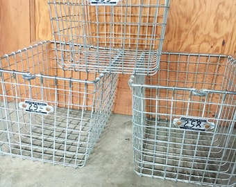 23 Vintage Kaspar Shiner Texas Gym Locker Baskets - Industrial Decor