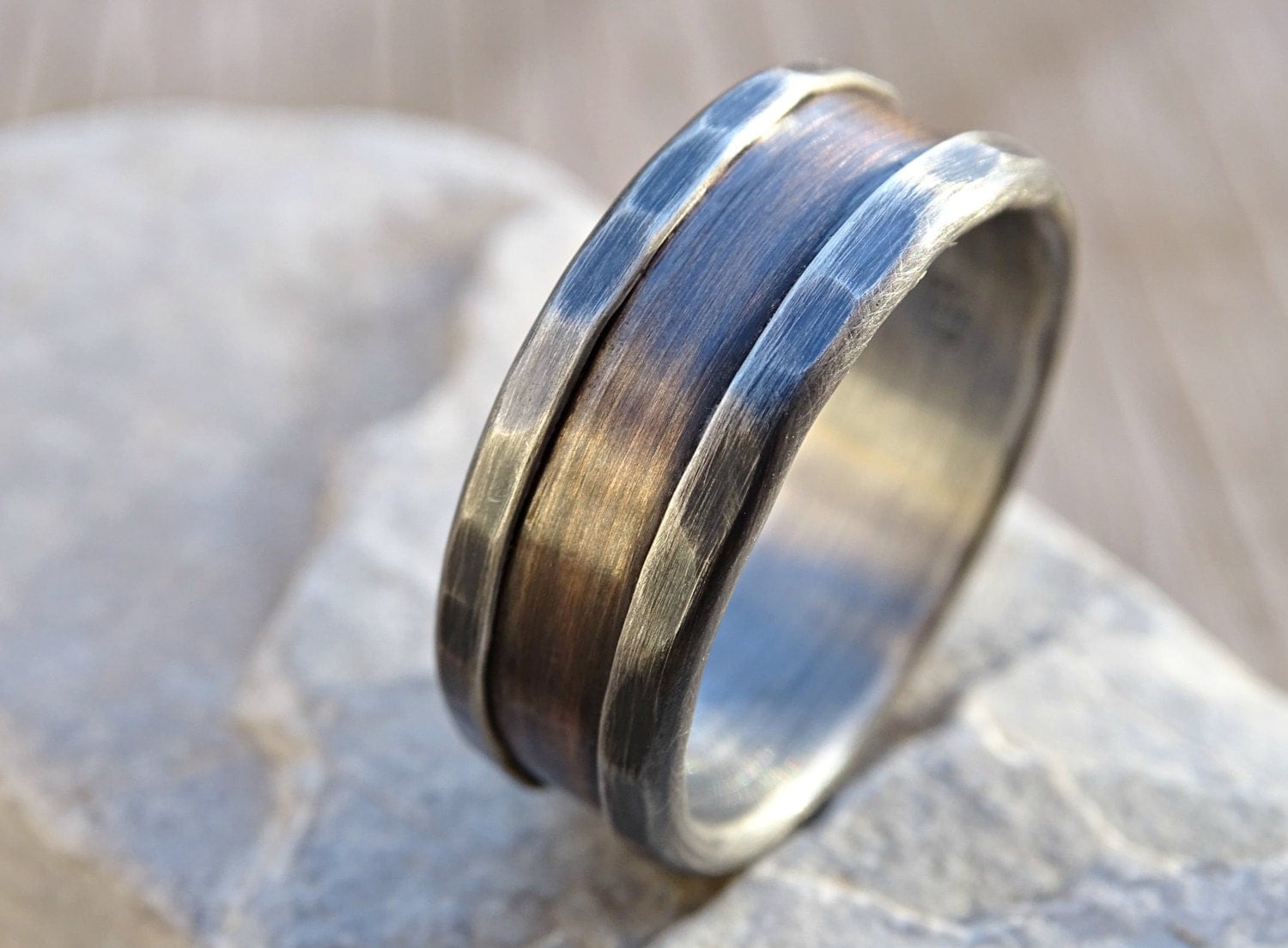 bronze wedding band bronze wedding ring set two silver