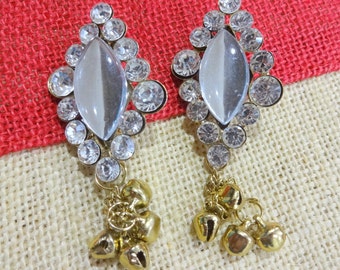 Antique Bronze Metal Embellishment, Wedding Accents, Brooch with Bells, Rhinestone Charm, Bag Embellishment, Craft Supplies
