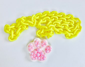 Pastel Cat Paw Chunky Kawaii Necklace