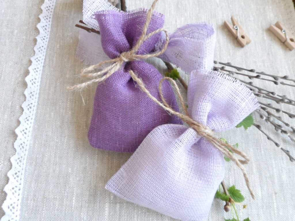 Tea burlap bags Lilac purple burlap favor bags Wedding