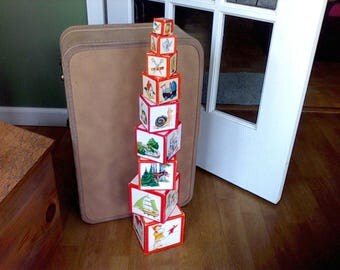 Vintage Nesting Blocks, made in West Germany, Antique toy