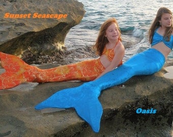 Mermaid Tail with Monofin. Mermaid Swim Tails Child to Adult.