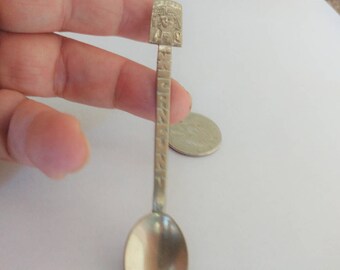 Vintage Alpaca Mexico Spoon / Alpaca Items / Mexico Spoon / Mexico Items / Salt Spoon /Signed Spoon / Warrior Spoon