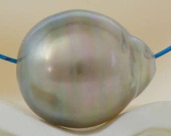 11.26 mm TAHITIAN South Sea PEARL Charcoal Gray Baroque 1.36 g fully drilled
