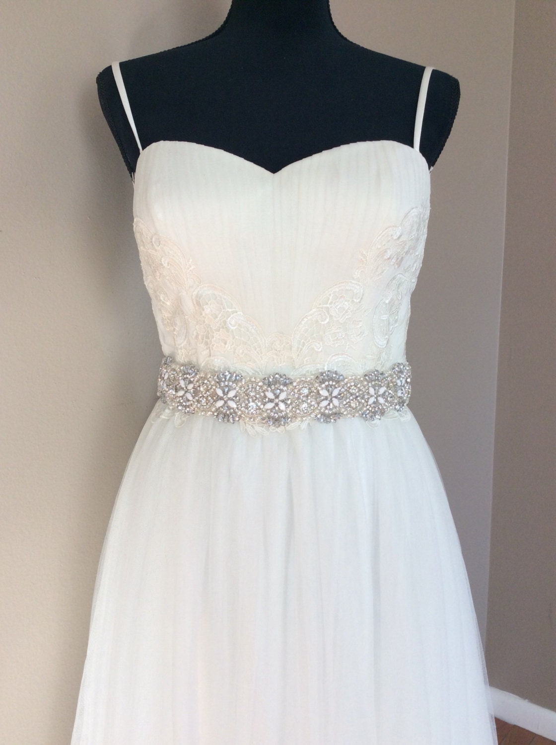 Pearls and crystals wedding dress sash. High by StevenBridal