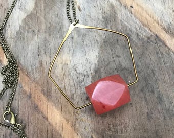 Gold Hand Hammered Asymmetrical Statement Pendant Necklace