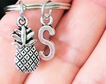 SALE - Pineapple keychain, Initial keychain, Personalized keychain, Birthday, Friendship keychain, Bff gift , Christmas gift.