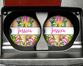 Tropical Car Coasters - Personalized Summer Beach Sandstone Car Coaster - Car Accessory