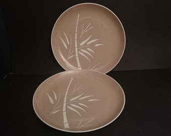 Harkerware Bamboo, Harker Dinner Plate, Coral Beige Bamboo, 2 dinner plates, Tropical plate, bamboo pattern, Vintage Harkerware,