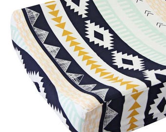 Aztec Gold & Mint Changing Pad Cover