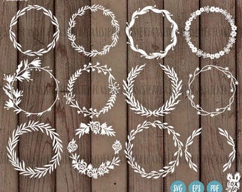 BIG SVG Bundle!! 12 Blank Circle Monogram Frames/Wreath | svg / pdf Papercut Template | floral Paper Cut Out | Cricut, Cameo | Home Decor