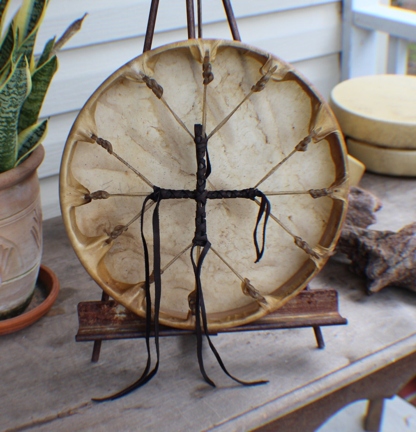 12 Elk Hide Hand Drum Native American Made by EarthMaidensEmporium