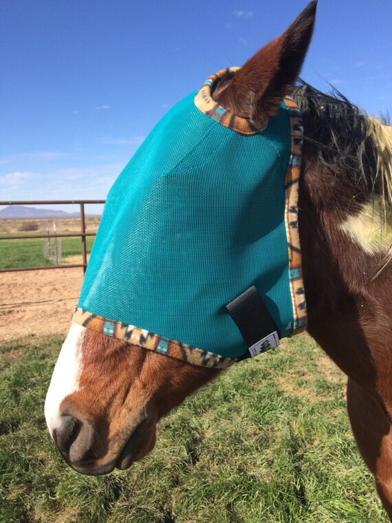 Custom Horse Fly Mask Size Medium Bright Teal Mesh with