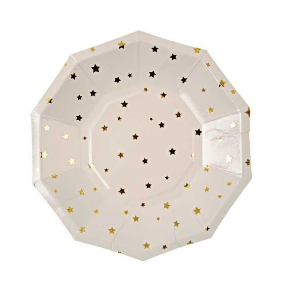 Gold star paper plates Meri Meri star theme gold plates