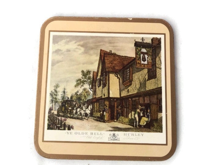 Vintage Pimpernel "Old English Inns" Acrylic Coaster Set of 6,