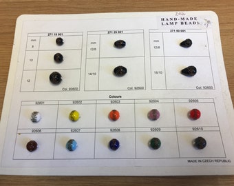 Vintage Salesmans Card of Czech Glass Lamp Beads