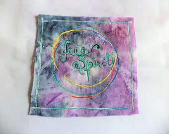 Free Spirit Patch, Groovy Patch, Hand Painted Patches, Hippie Art ,Sew On Patches , Tie Dye Fabric,Cloth Patches