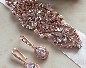 Rose gold wedding belt,rose gold bridal belt, rose gold bridal sash rose gold wedding sash bride bridal sash ivory pearls bridesmaid sash