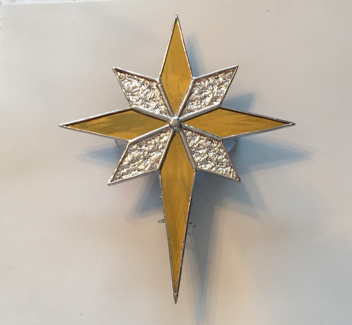 Handmade Stained Glass Silver and Gold Bethlehem Star