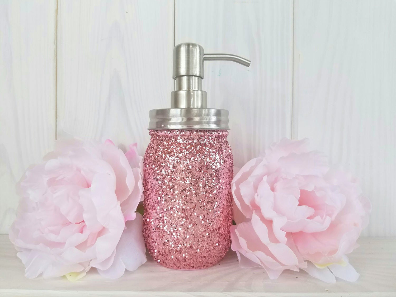 Glitter mason jar soap dispenser