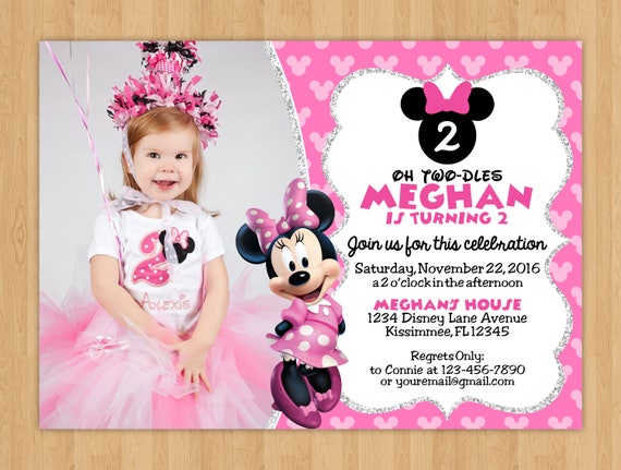 Minnie Mouse Inspired Birthday Invitation with Photo Il_570xn