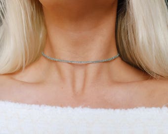 Mermaid Dreams Glass Beaded Choker Necklace, Bohemian Choker Necklace