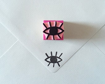 Eye rubber stamp, hand carved, eye stamp