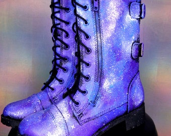Galaxy Shoes Nebula Space Boots Women's Shoes Galaxy Print Combat Boots ««« 00POE ««
