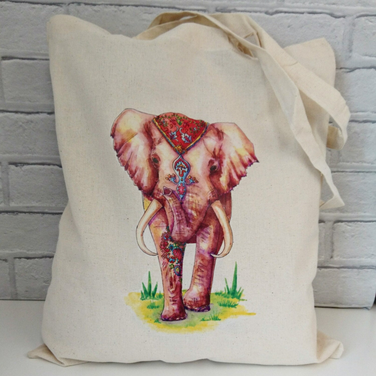 Elephant Art Tote Bag. Eco Friendly Bag. Original Artist Tote