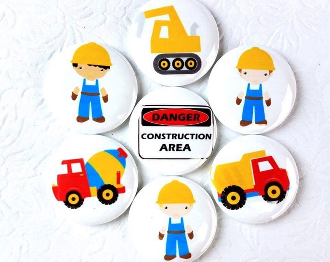 Construction Play Magnets - Kid's Party Favors - Bulletin Board Magnets - Classroom Magnets - Gifts kids - Stocking Stuffers - Gift Ready
