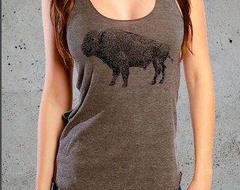 Native American Clothing-Buffalo Bison Shirt,Womens Graphic Tees, Gift For Women,Women Clothing, Tank Tops for Women S M L (Multiple Colors)