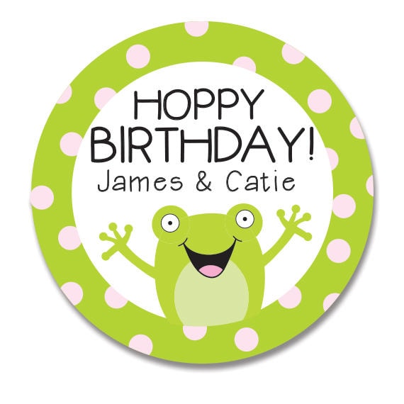 frog gift stickers for birthday kids happy birthday round