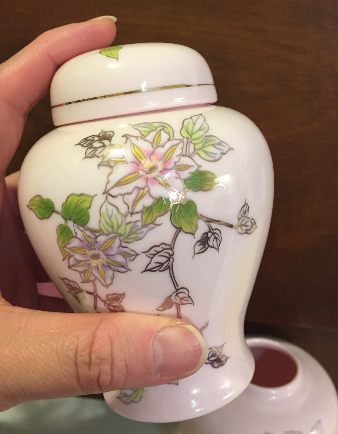 Vintage Ginger Jars Pink Porcelain Floral Ginger Jars Asian