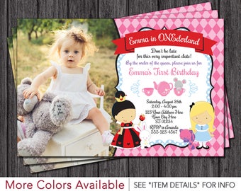 Alice in Wonderland Invitation - Alice in ONEderland Birthday Invitation