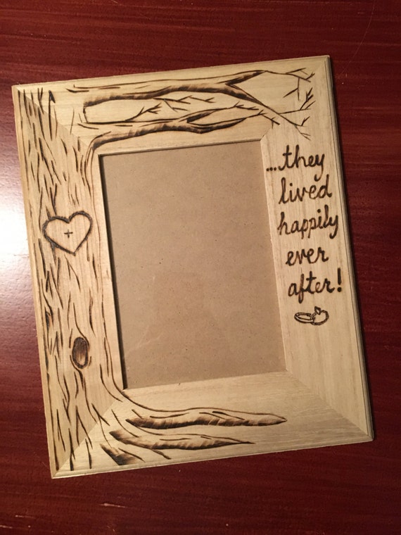 ... frame, personalized, once upon a time, wood burning art, wedding