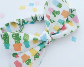 Cactus headband, cactus accessories, cactus hair bow, Cactus top knot, Cacti hair band, vegan gift, vegetarian gift, gardening gift