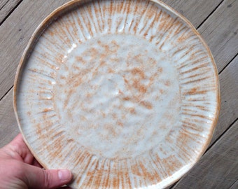 Handmade ceramic dinner plate, shino plate, stoneware plate, Australian made, rustic,Australian ceramics