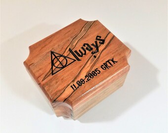 Always Personalized Ring Box, Custom Wedding Ring Box, Wood Engagement Ring Box, Ring Bearer Box, Harry Potter Ring Box, Until the Very End