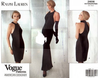 Vogue 2606 Bombshell Wiggle Dress with Cut in Shoulders / 1990 SZ6-10 UNCUT