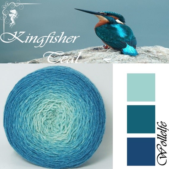 Kingfisher Teal Cashmere Merino Gradient Yarn hand dyed