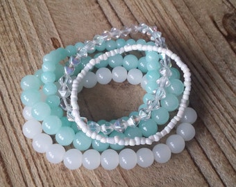 Bracelet set mint green and white