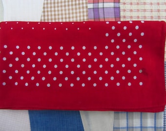 Vintage Bandana Red White Polka Dots Cotton AS IS