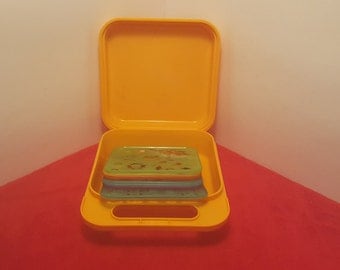 Vintage tupperware stencils, set of 7, and stencil box / tupperware stencil box/holder / tupperware tuppercraft Tuppertoy #1408
