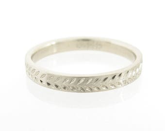 Wedding bands set, White gold wedding bands, Engraved wedding rings, Matching wedding rings, White wedding rings set, Classic wedding bands