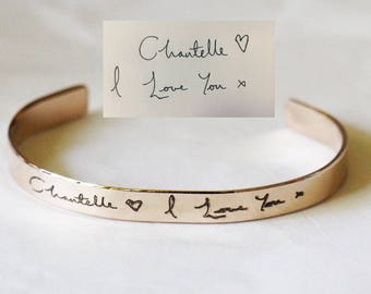 Custom Handwriting Jewelry | Custom Handwriting Bracelet | Memorial Jewelry Personalised Engraved Gift, Memorial Writing Cuff