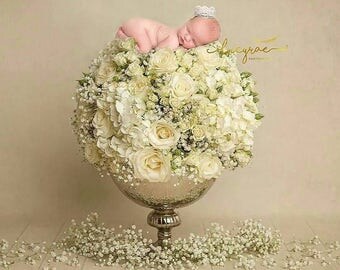 Handmade Baby Silver Crown Tiara - Newborn Lace Crown Perfect Photography Prop